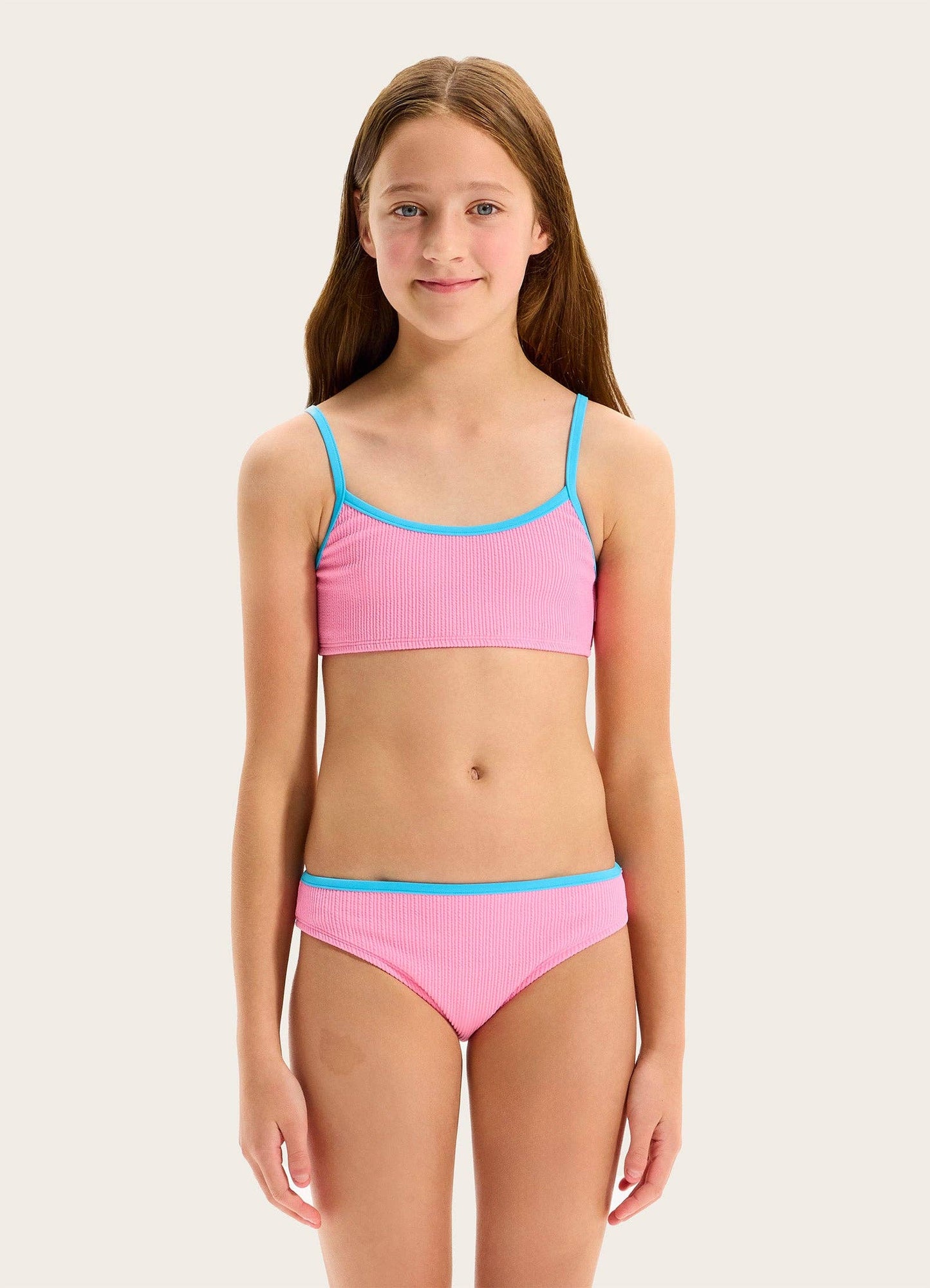 Seafolly Kids Textured Contrast Bikini - Flamingo