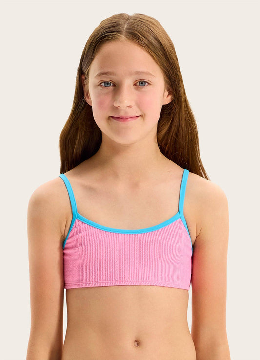 Seafolly Kids Textured Contrast Bikini - Flamingo