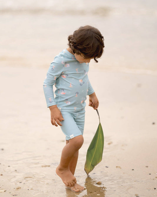 Swim Kids Rashie L/S Half Zip Classic - Uluwatu
