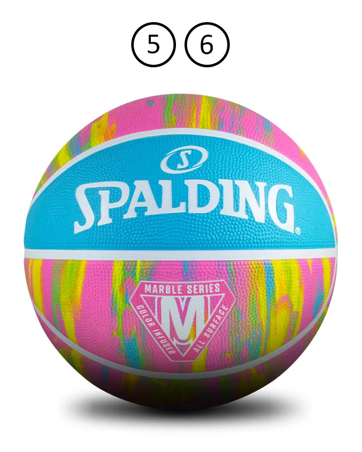 Spalding Marble Outdoor Basketball- Pink/Multi Sz 6