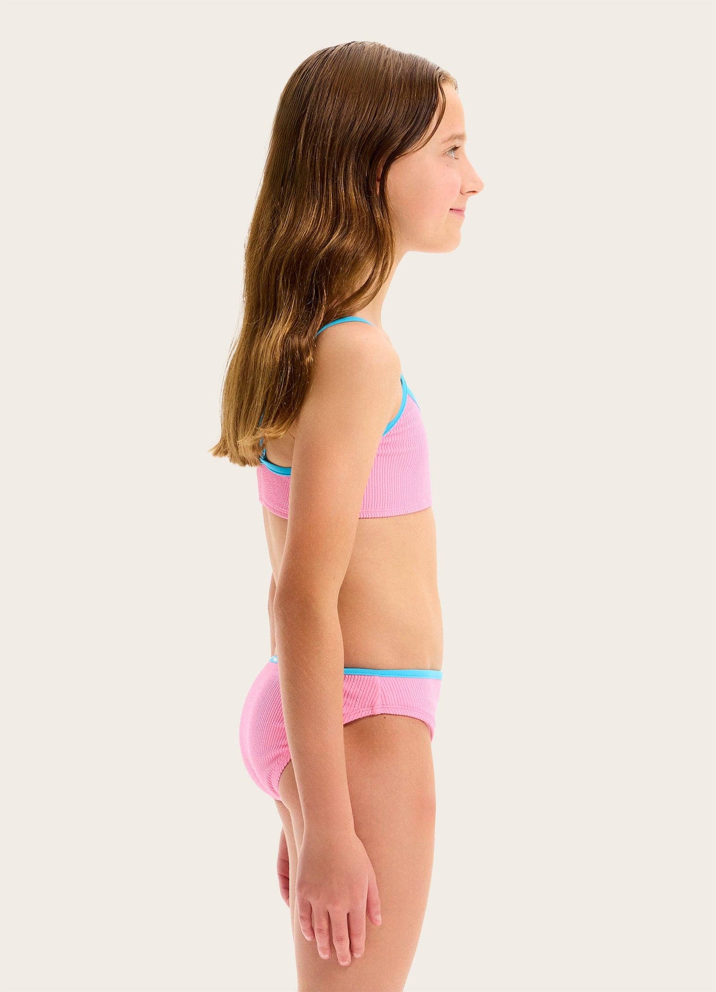 Seafolly Kids Textured Contrast Bikini - Flamingo