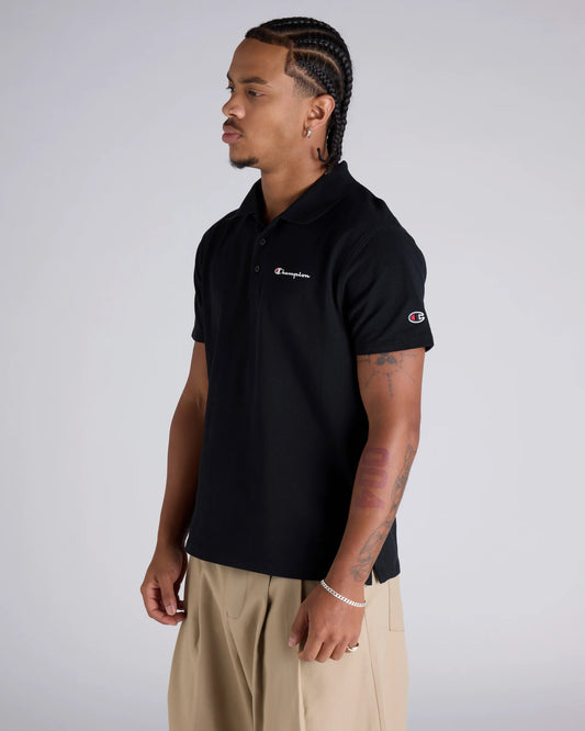 Champion Script Pique Polo - Black