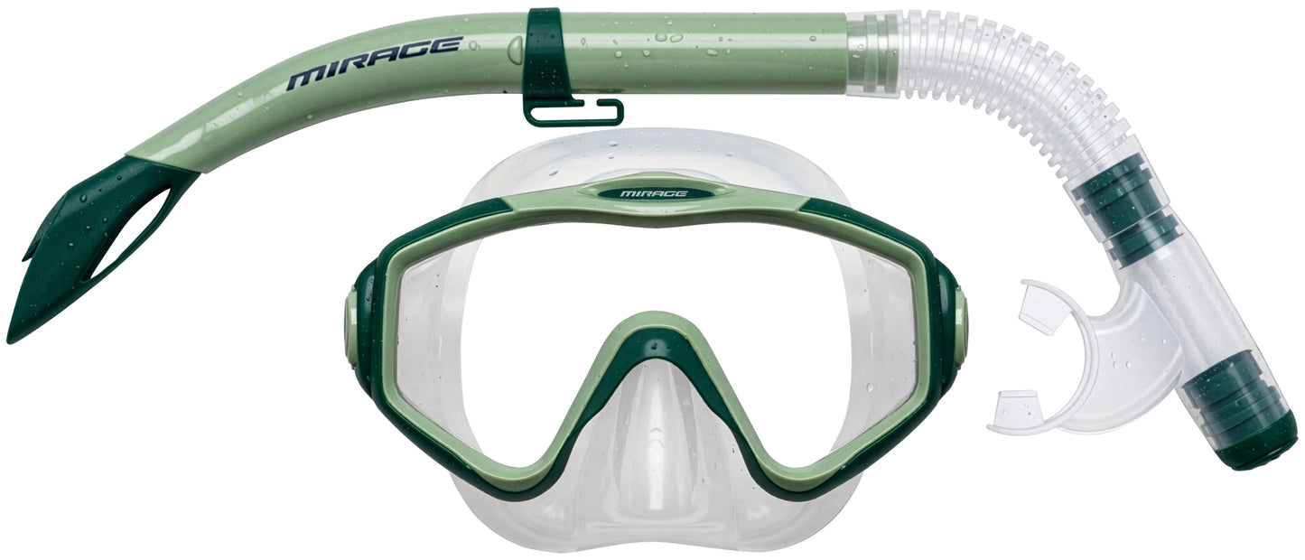 Mirage Oasis Silitex Adult Mask and Snorkel Set - Olive