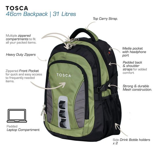 Tosca Backpack - Khaki/Grey