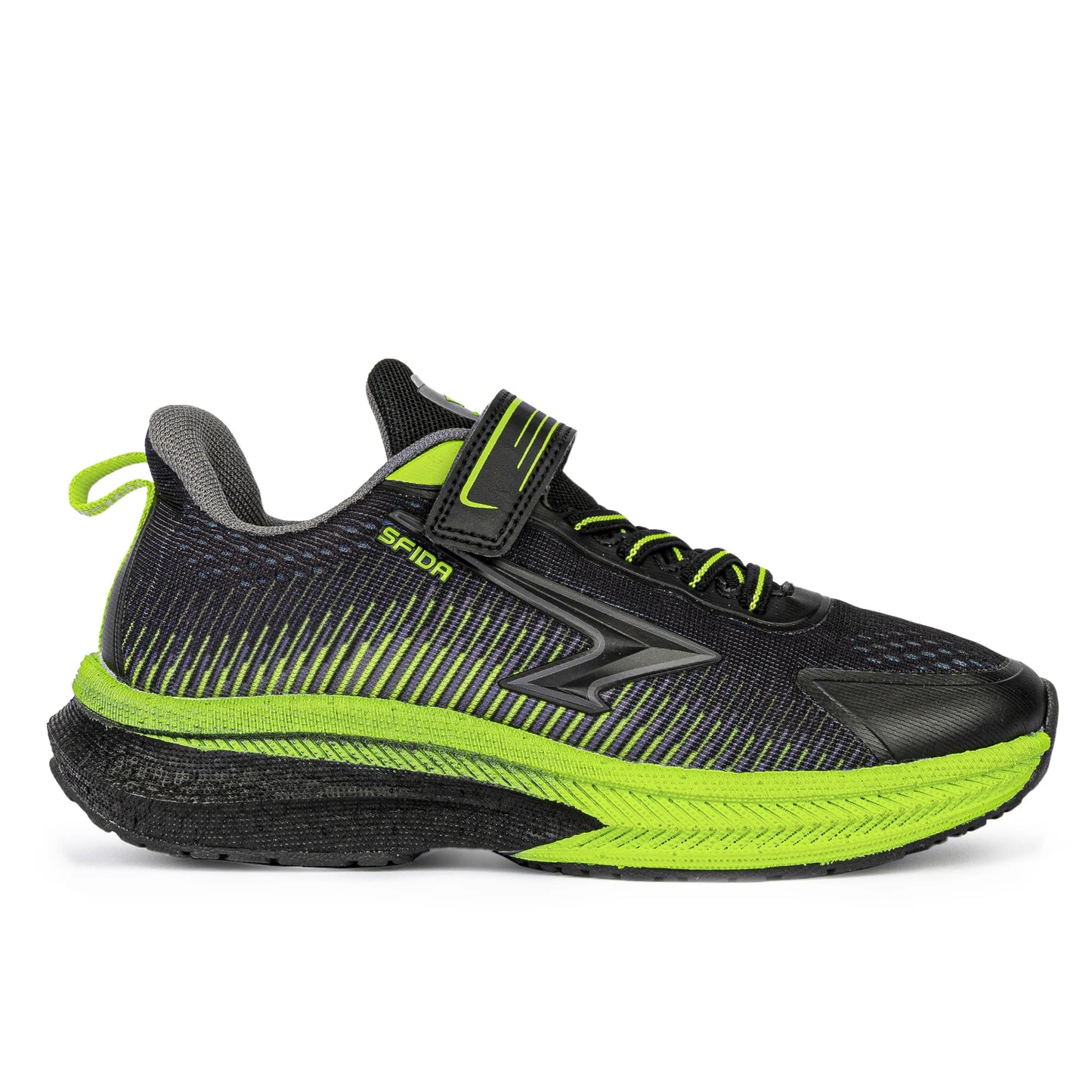 Sfida Zephyr 2.0 Boys Runners (Velcro) - Black/Lime