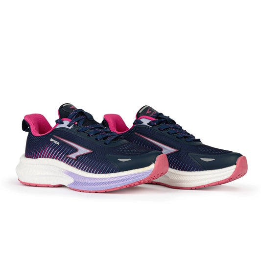Sfida Zephyr 2.0 Girls Runners (Lace Up) - Navy/Lavender/Fuchsia