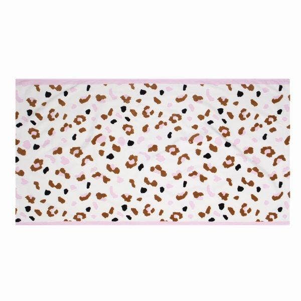 Swim Essentials Luxe Beach Towel - Khaki Leopard, 135 x 65 cm