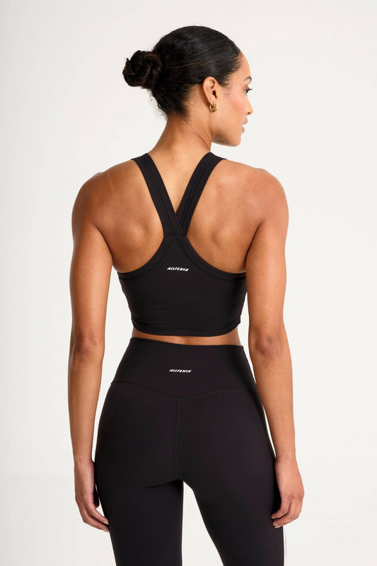 ALLFENIX CloudCore High Neck Longline Sports Bra - Black