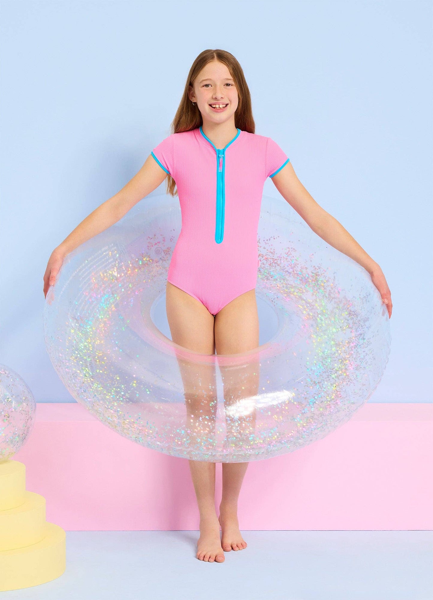 Seafolly Kids Textured Contrast Paddle Suit - Flamingo