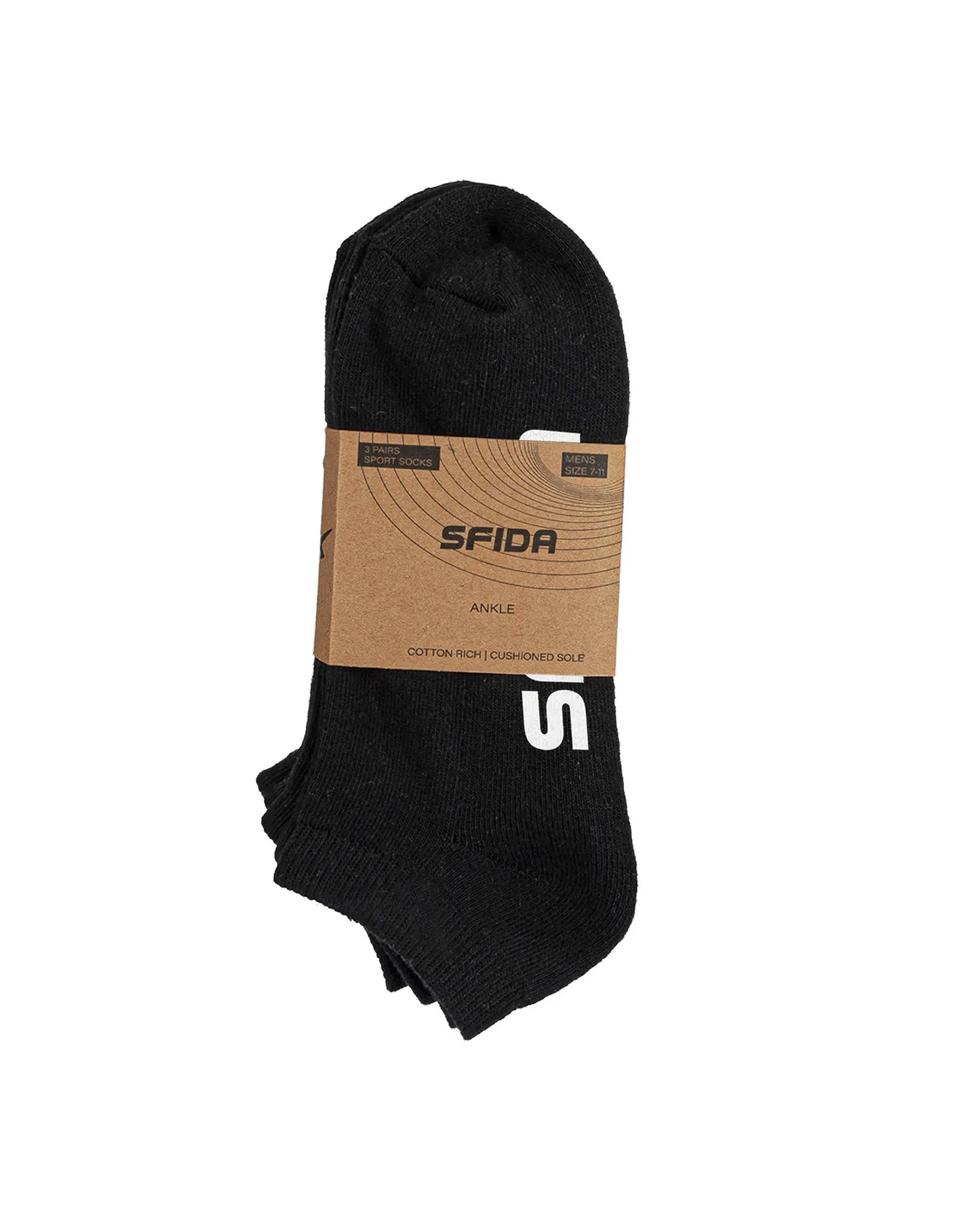 Sfida Ankle Sock Pk3 - Black
