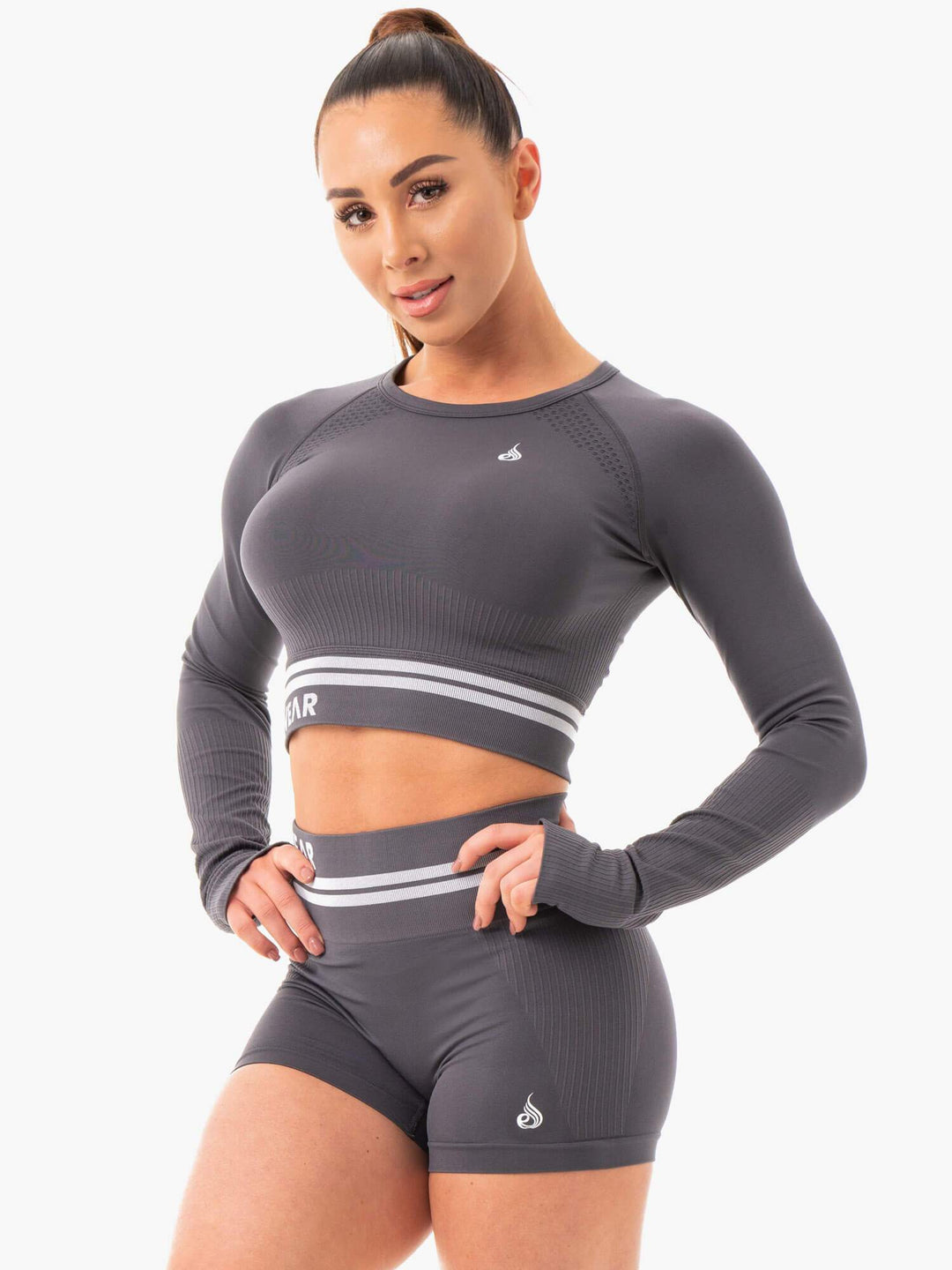 Ryderwear Freestyle Seamless Long Sleeve Crop - Charcoal