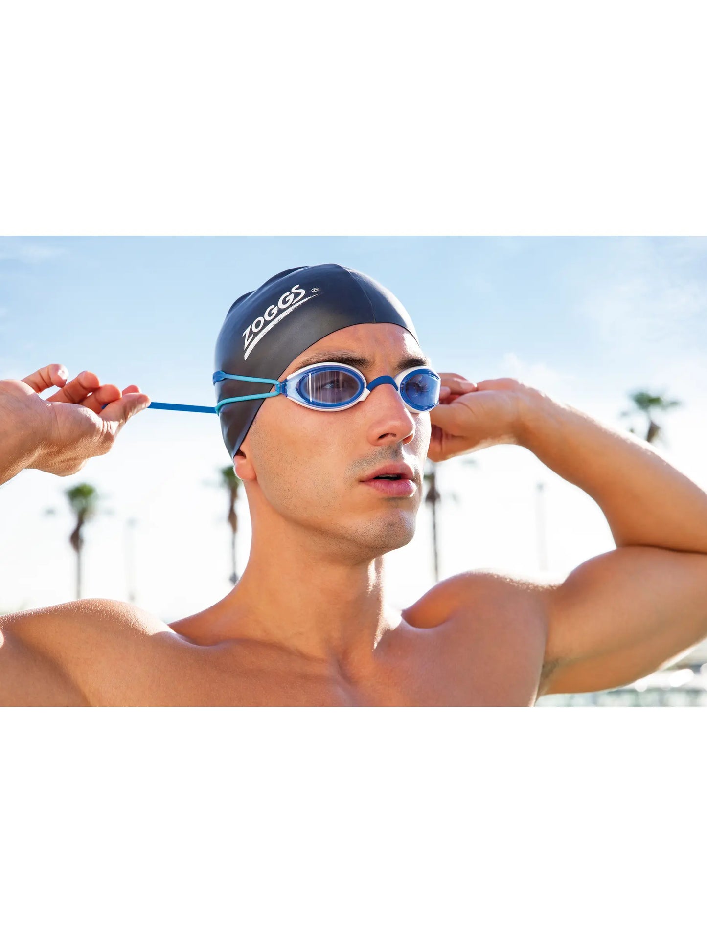Zoggs Fusion Air Titanium Goggles - Blue/White Tinted Blue Lens
