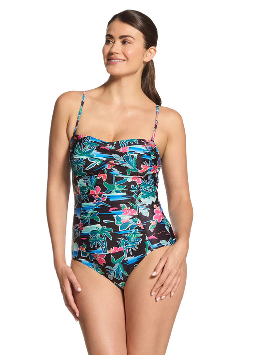 Retro Surf Ruched Bandeau Swimsuit