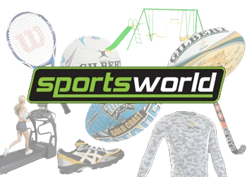 Sportsworld products, tennis racket, swings, treadmills, rugby balls