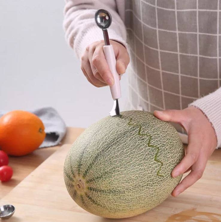 Melon Scoop & Fruit Cutter (Multi-Purpose) - Green