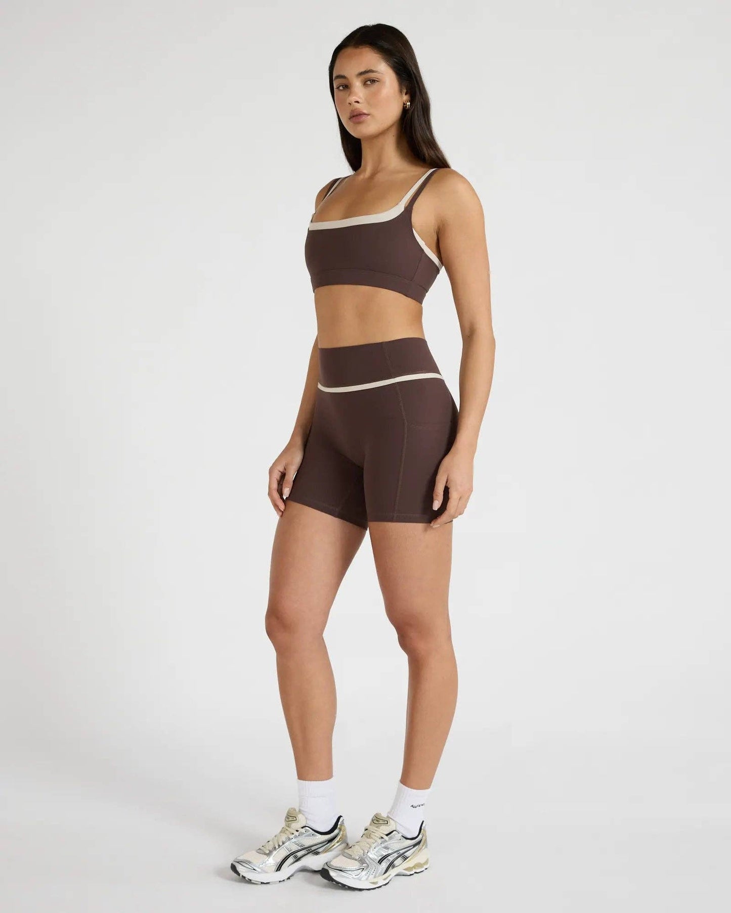 ALLFENIX CloudCore Double Layer Contrast Sports Bra - Espresso