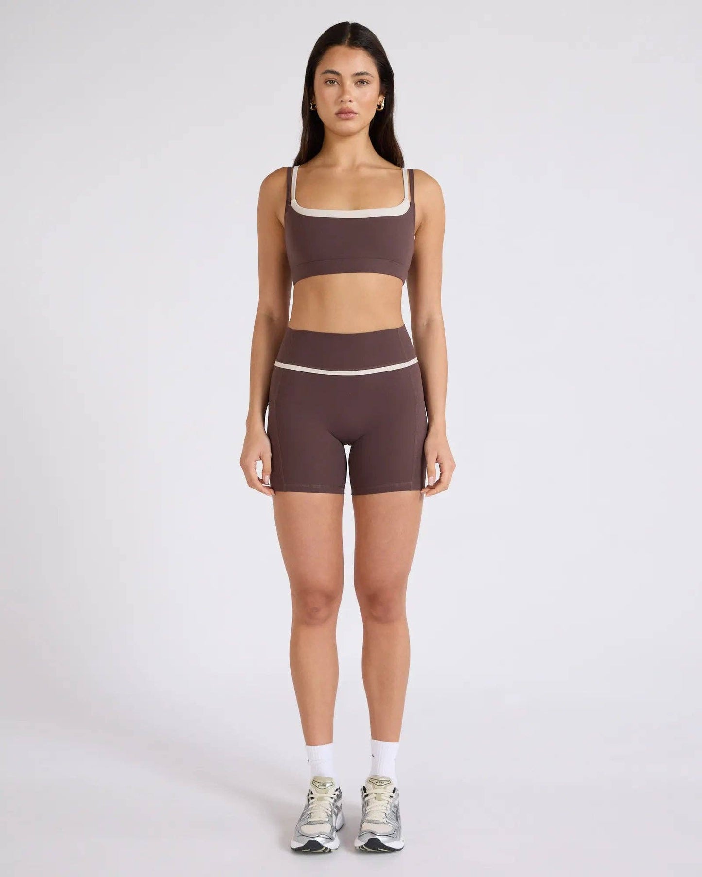 ALLFENIX CloudCore Double Layer Contrast Sports Bra - Espresso
