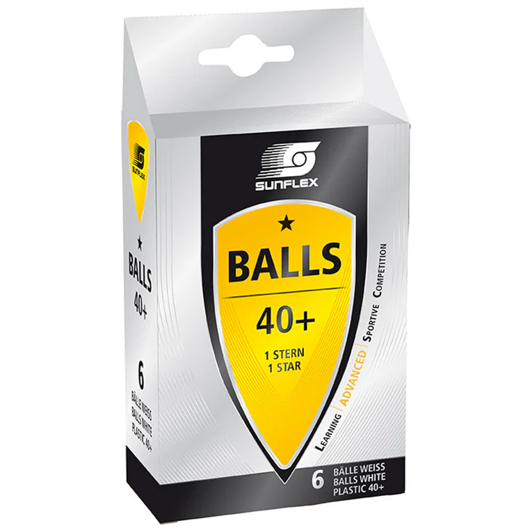 Sunflex 1 Star 40+ Table Tennis Balls - WHITE