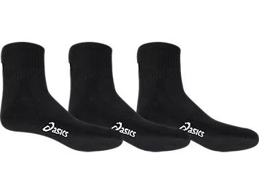 Asics Pace QTR Crew Socks 3 Pack - Black