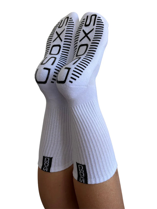 GSOXS White Athletic Grip Sock - Large