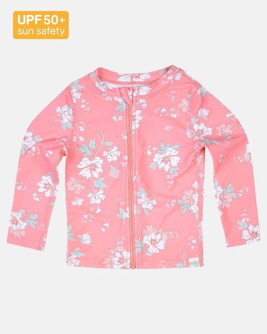 Swim Kids Rashie L/S Full Zip Classic - Scarlet