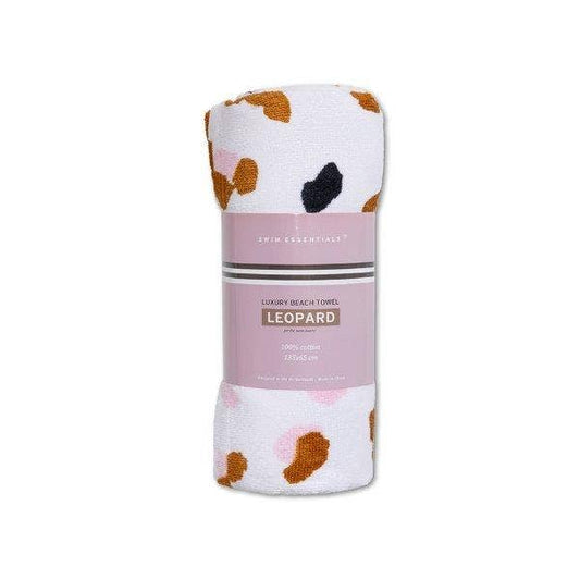 Swim Essentials Luxe Beach Towel - Khaki Leopard, 135 x 65 cm