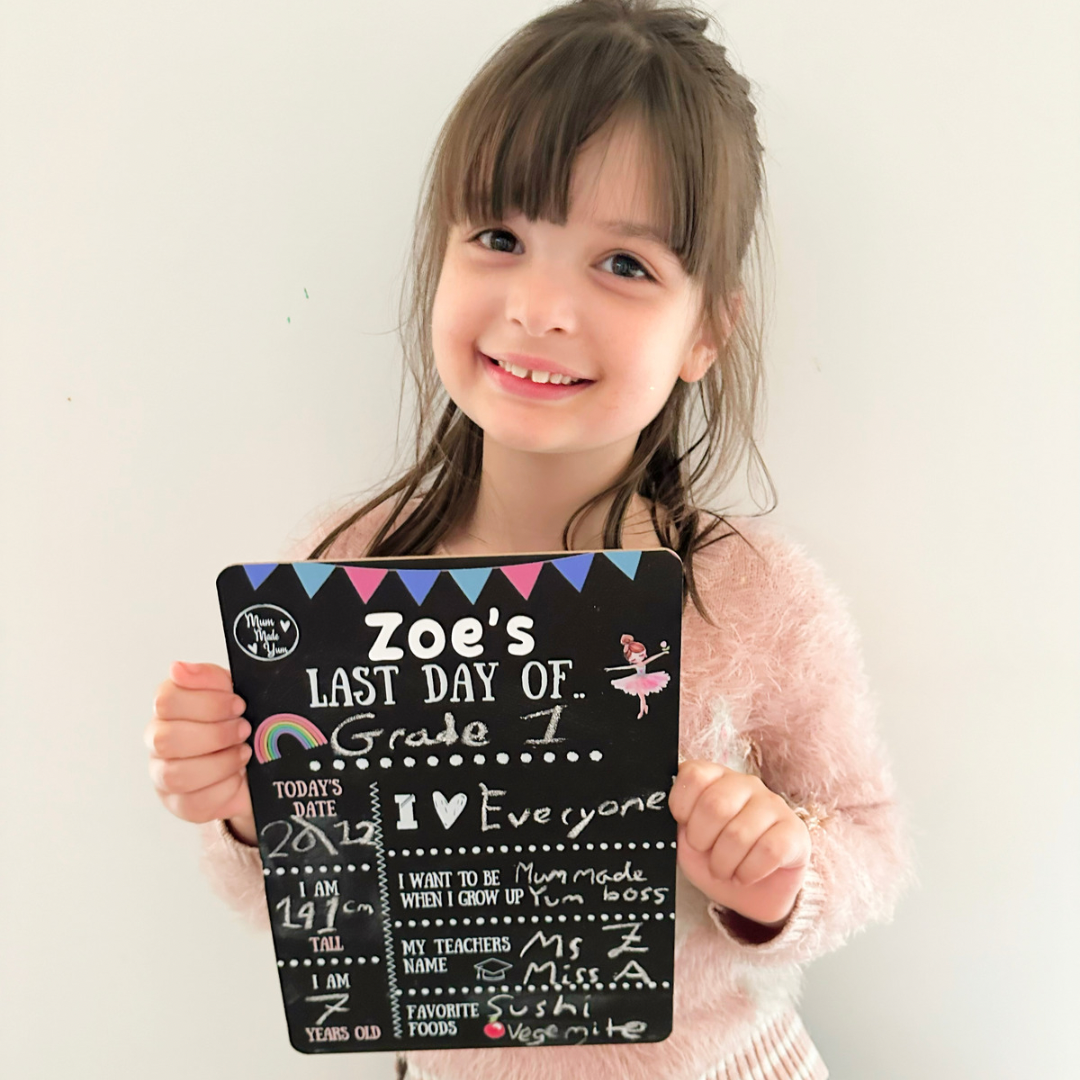 First Day Of / Last Day Of Chalkboard (Double-Sided) - Pink Version