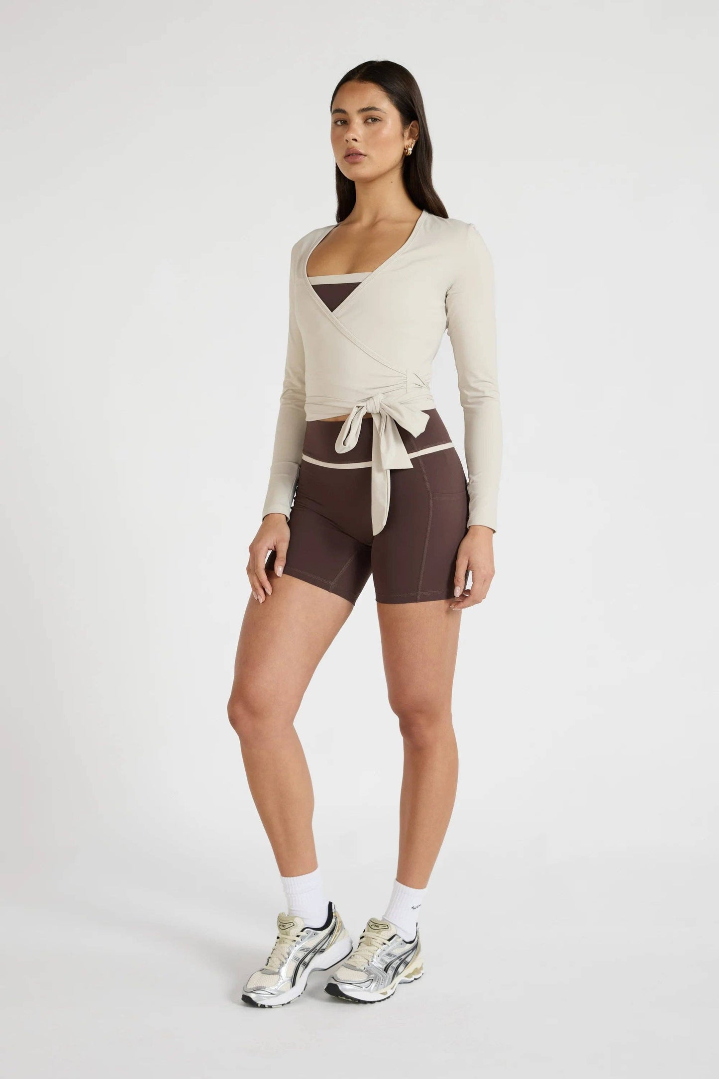 ALLFENIX CloudCore Lite Long Sleeve Wrap Top - Stone