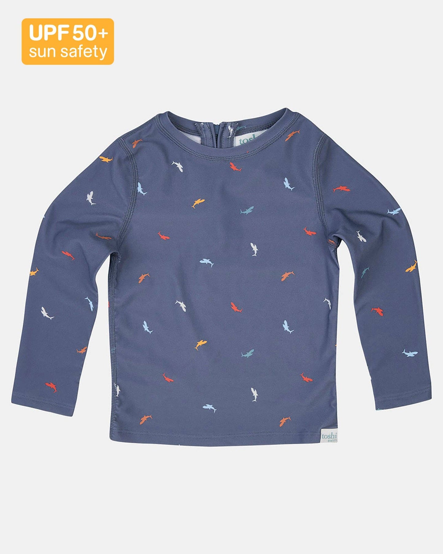 Swim Kids Rashie L/S Half Zip Classic - Big Blue