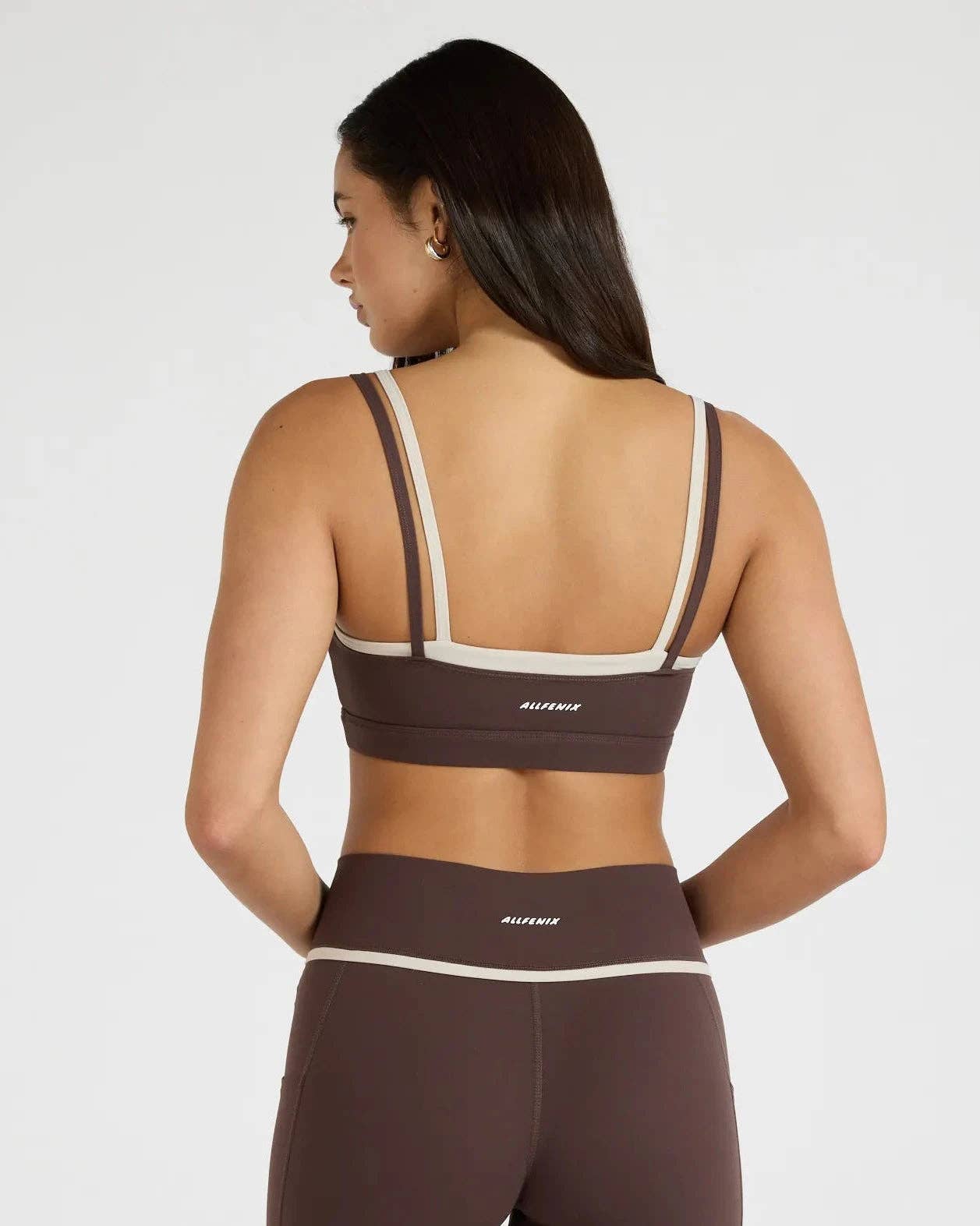 ALLFENIX CloudCore Double Layer Contrast Sports Bra - Espresso