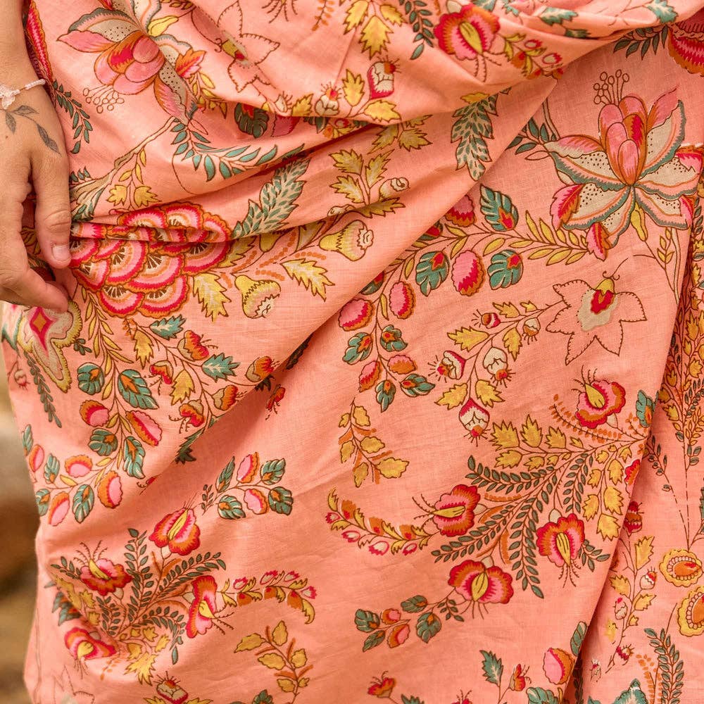Waffle Sarong – Coral Bloom Block Print