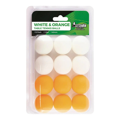 Formula Sports Table Tennis Balls White & Orange 12Pk