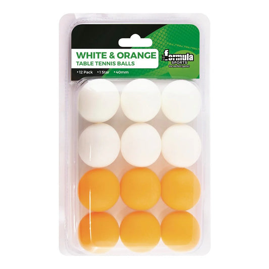 Formula Sports Table Tennis Balls White & Orange 12Pk