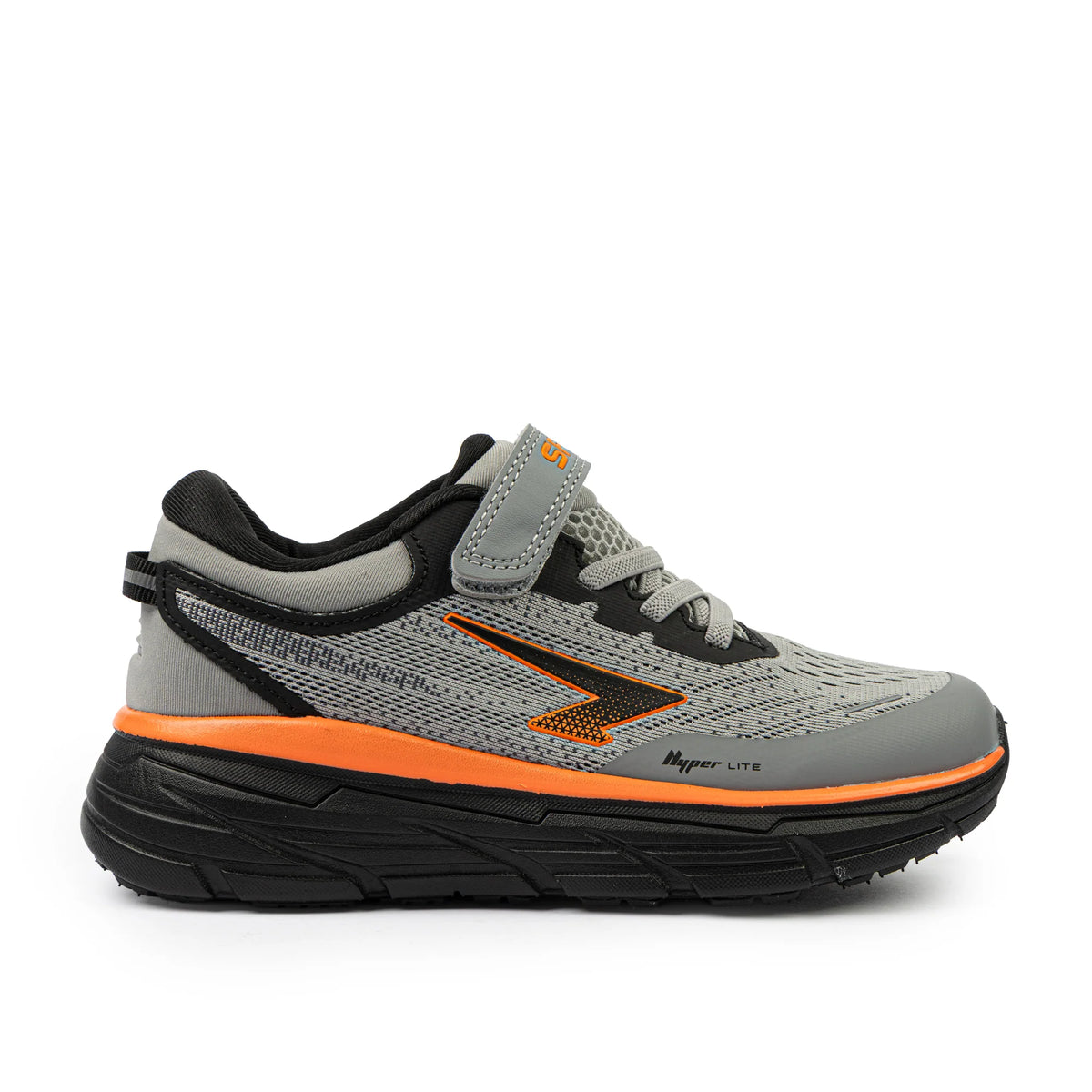 Axion Velcro Strap Boys Runner - Grey/Black/Orange