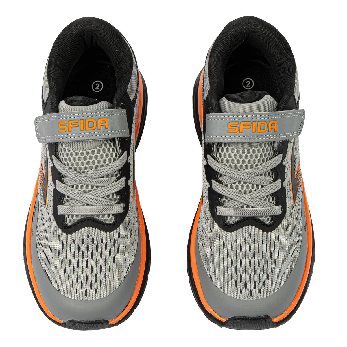 Axion Velcro Strap Boys Runner - Grey/Black/Orange
