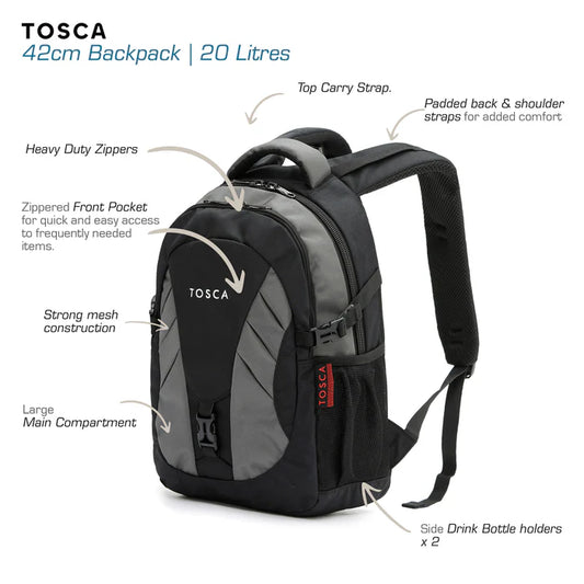 Tosca Casual Backpack 20L - Blue/Grey
