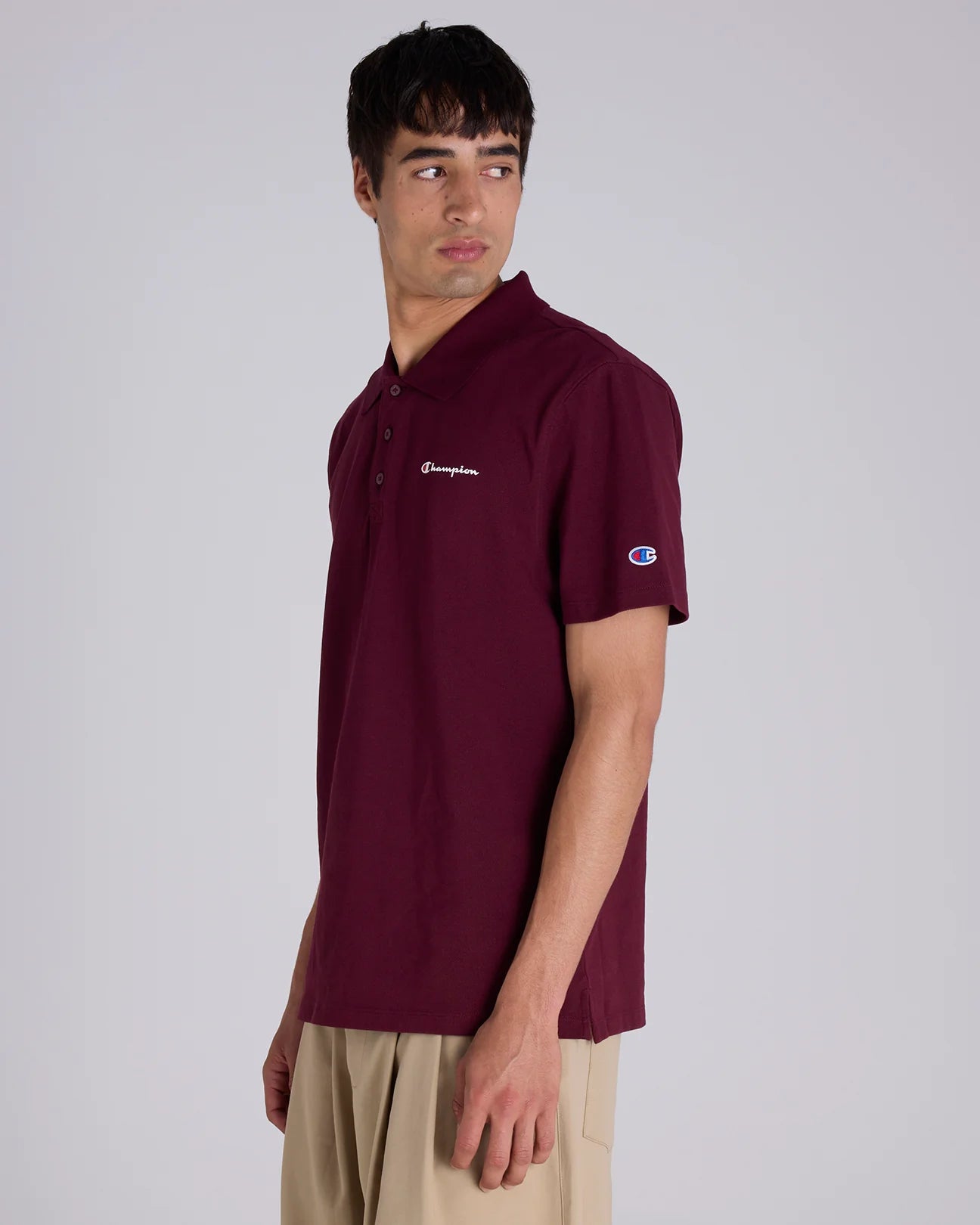 Champion Script Pique Polo - Maroon