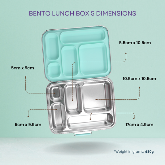 Stainless Steel Bento Lunch Box 5 - Emerald Green