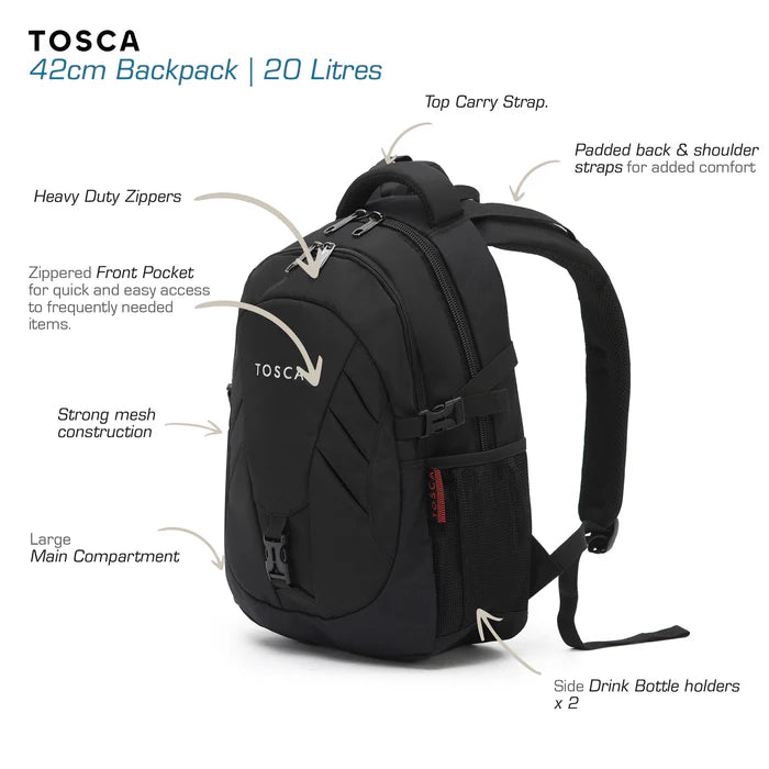 Tosca Casual Backpack 20L - Black