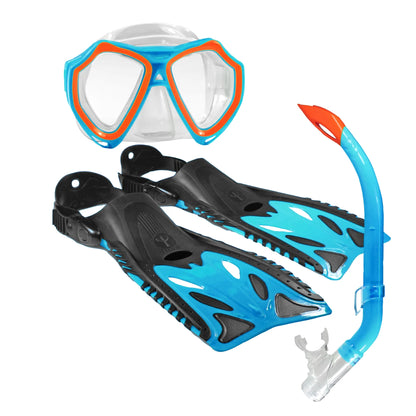 Land & Sea Nipper Junior Pro - Mask, Snorkel & Fin Set - Blue