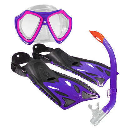 Land & Sea Nipper Junior Pro - Mask, Snorkel & Fin Set - Purple