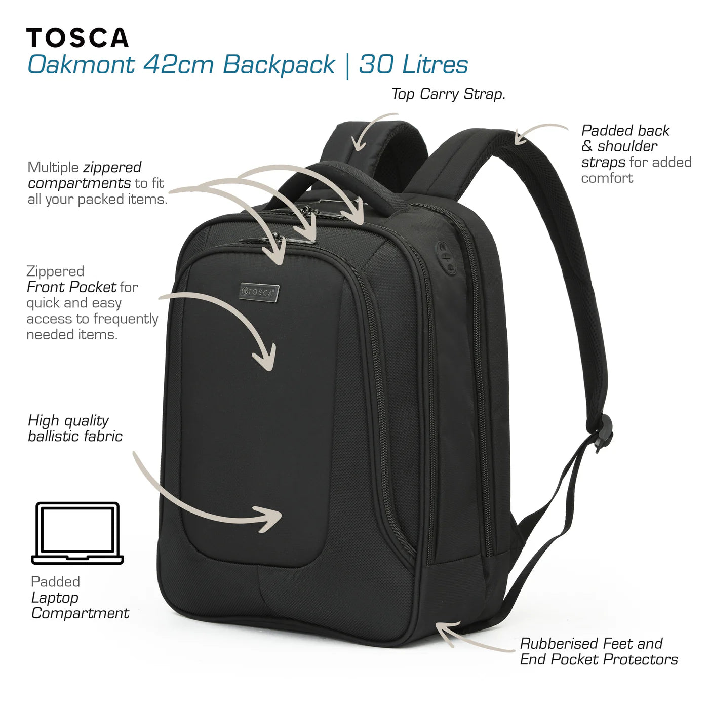 Tosca Oakmont Business Backpack - Black