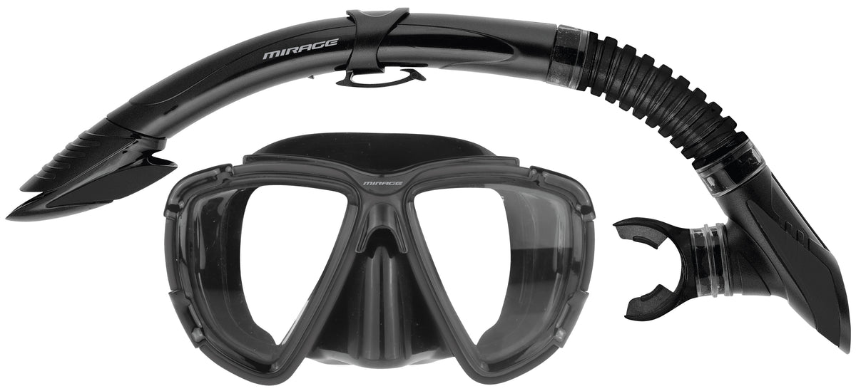 Mirage Platinum Adult Silicone Mask & Snorkel Set - Black