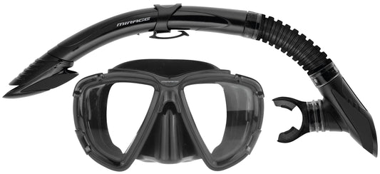 Mirage Platinum Adult Silicone Mask & Snorkel Set - Black