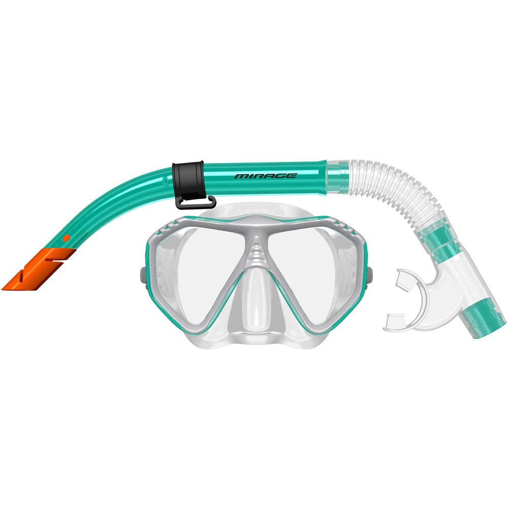 Mirage Caribbean Silitex Mask and Snorkel Set Adult - Green