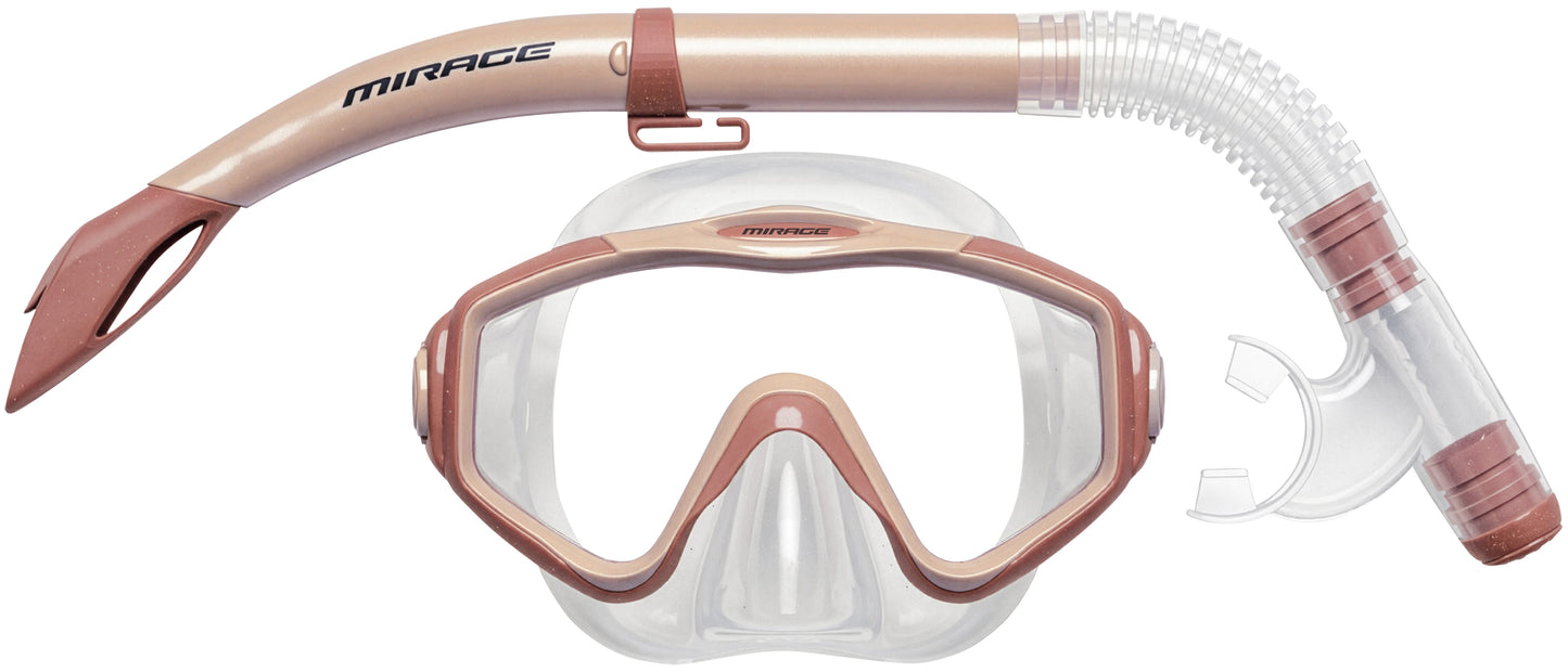 Mirage Oasis Silitex Adult Mask and Snorkel Set - Sandy Tan