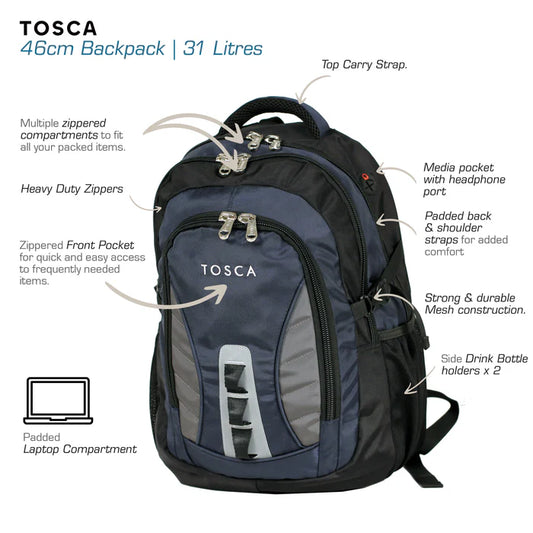 Tosca Backpack - Blue/Grey