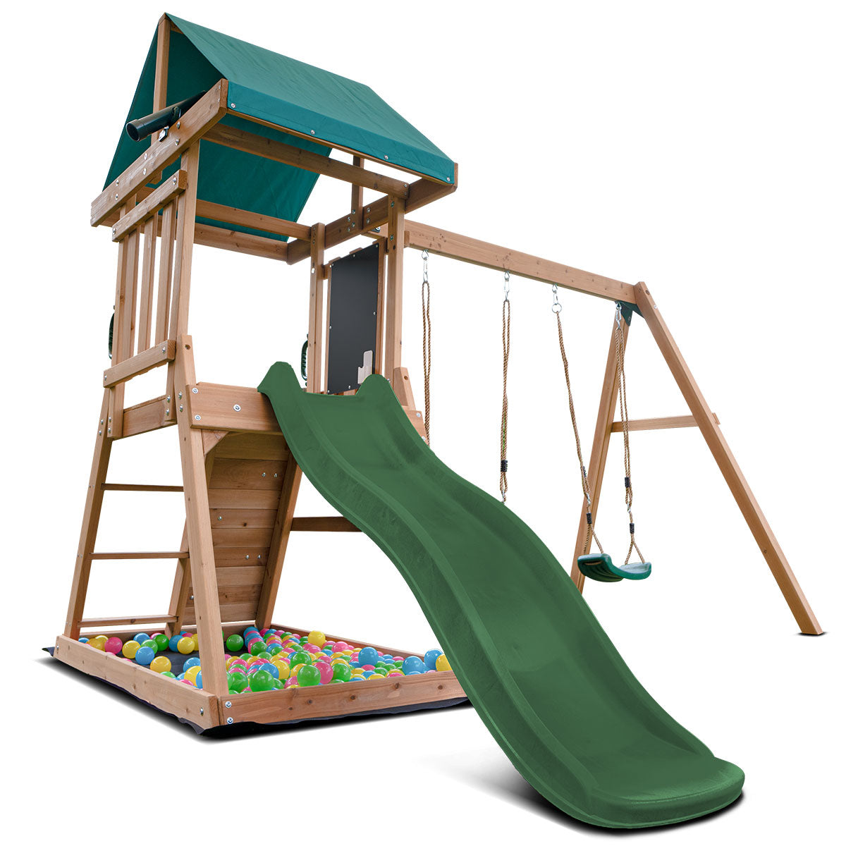 Lifespan Kids Greenvale Swing Set & Play Centre with 1.8m Slide (Green)
