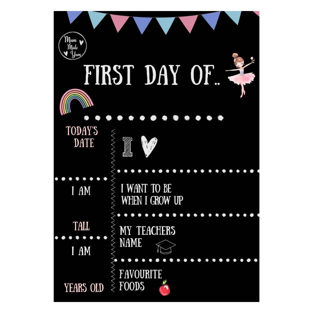 First Day Of / Last Day Of Chalkboard (Double-Sided) - Pink Version