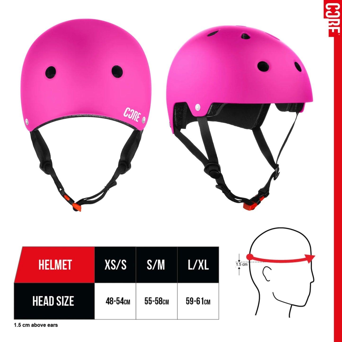 Core Action Sports Helmet - Hot Pink
